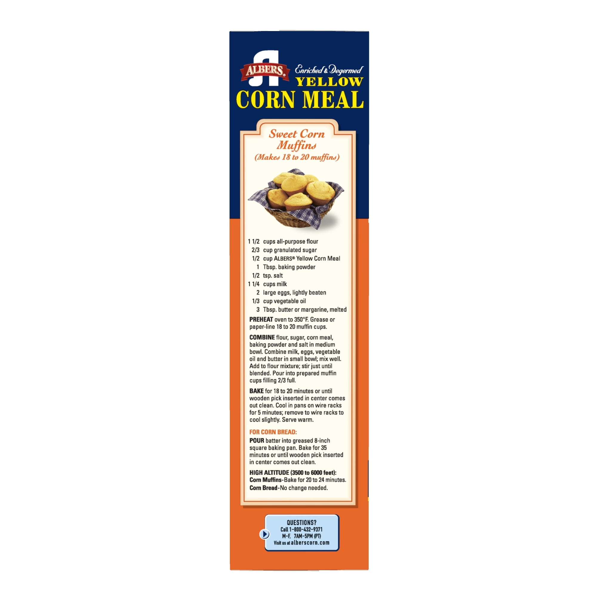 Albers Yellow Corn Meal, Naturally Fat Free, 40 oz Box