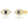 thumbnail image 2 of Solid 14k Yellow Gold Evil Eye Dainty Stud Earrings with Sparkling Cubic Zirconia, 2 of 8