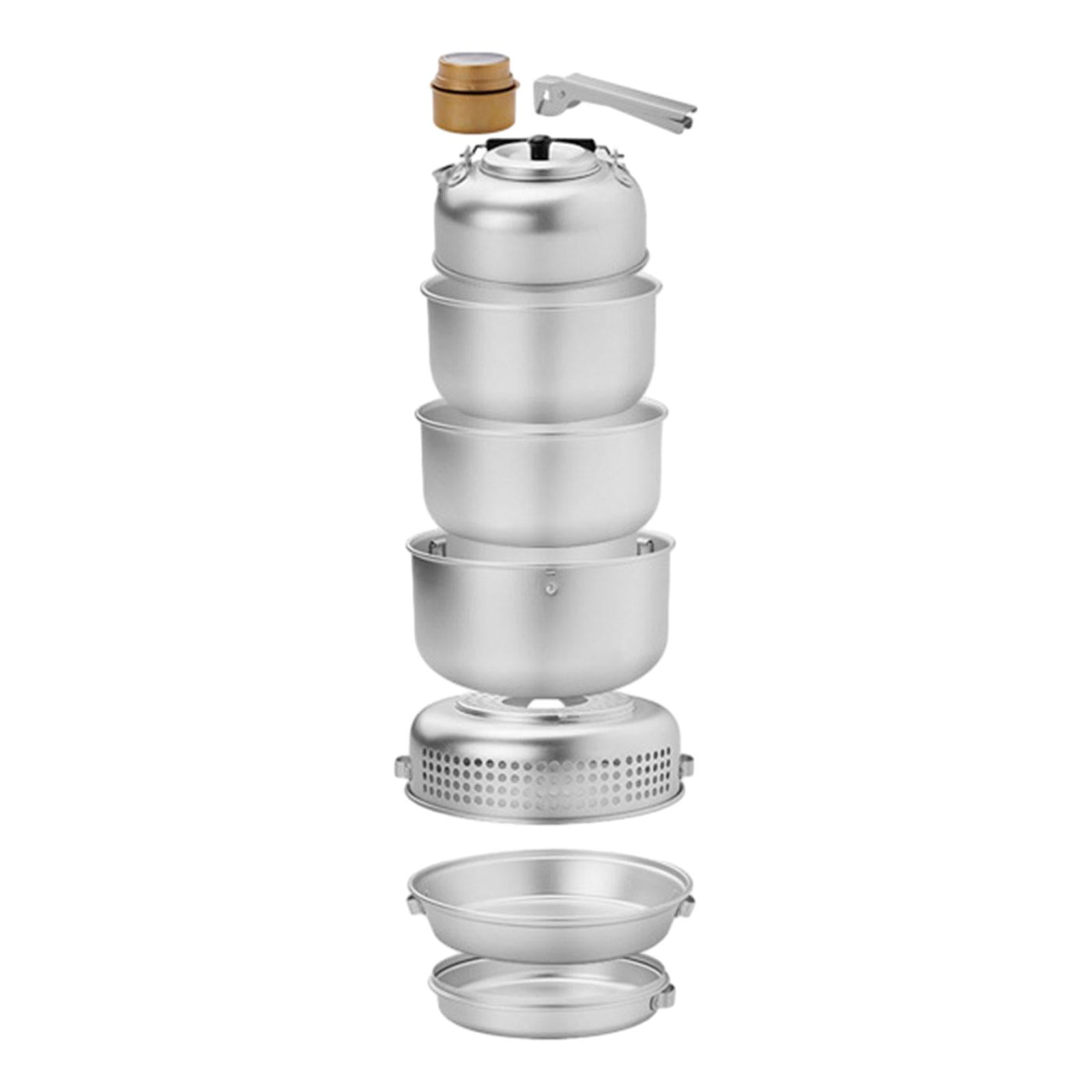 koolsoo Camping Cookware Mess Set Pot and Pan Easily to Clean Portable Lightweight Gear Cooking Gear Cooking Pot for Camp Hiking Picnic