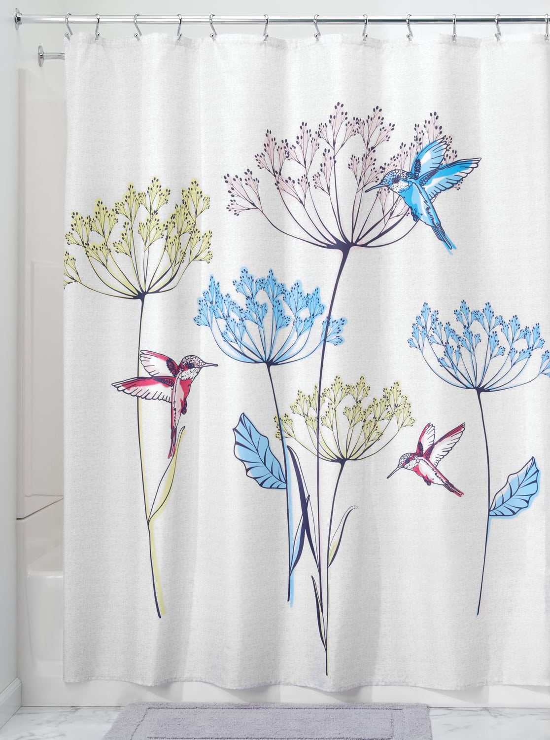 Colorful Design Hummingbird and Floral Shower Curtain Liner Polyester Fabric 72/"
