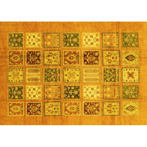 Ahgly Company Indoor Rectangle Abstract Yellow Modern Area Rugs, 6' x 9'