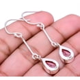 thumbnail image 2 of Pink Rose Quartz Designer Handmade 925 Sterling Silver Earring 2.07" E93269818, Gemstone Silver Jewelry, New Year Sale, Valentin's Day Gift, 2 of 2