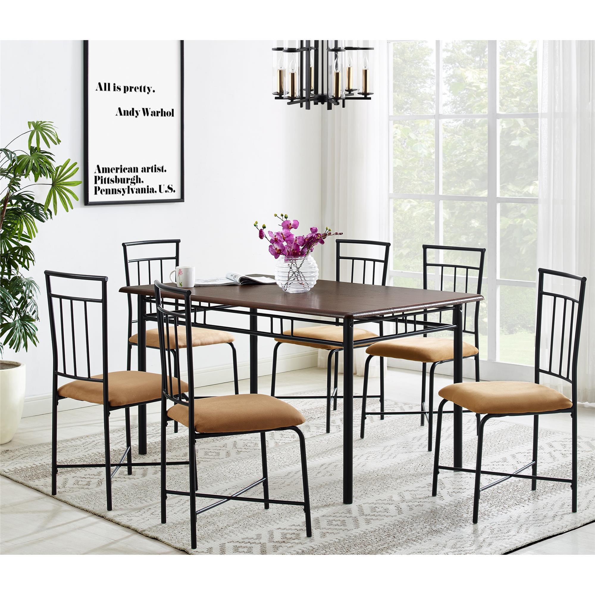 Mainstays 7 Piece Dining Set Wood And Metal