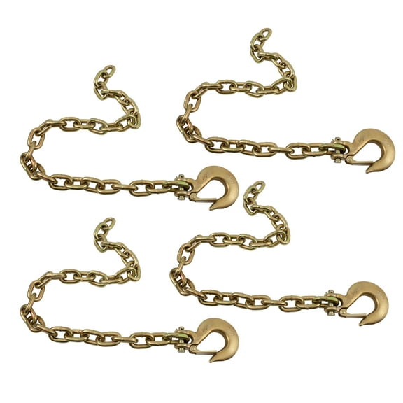 (4 Pack) 3/8" x 36" Trailer Safety Chains with Clevis Grab Hooks & Safety Clip | Grade 70 Binder Towing Trailer Chain