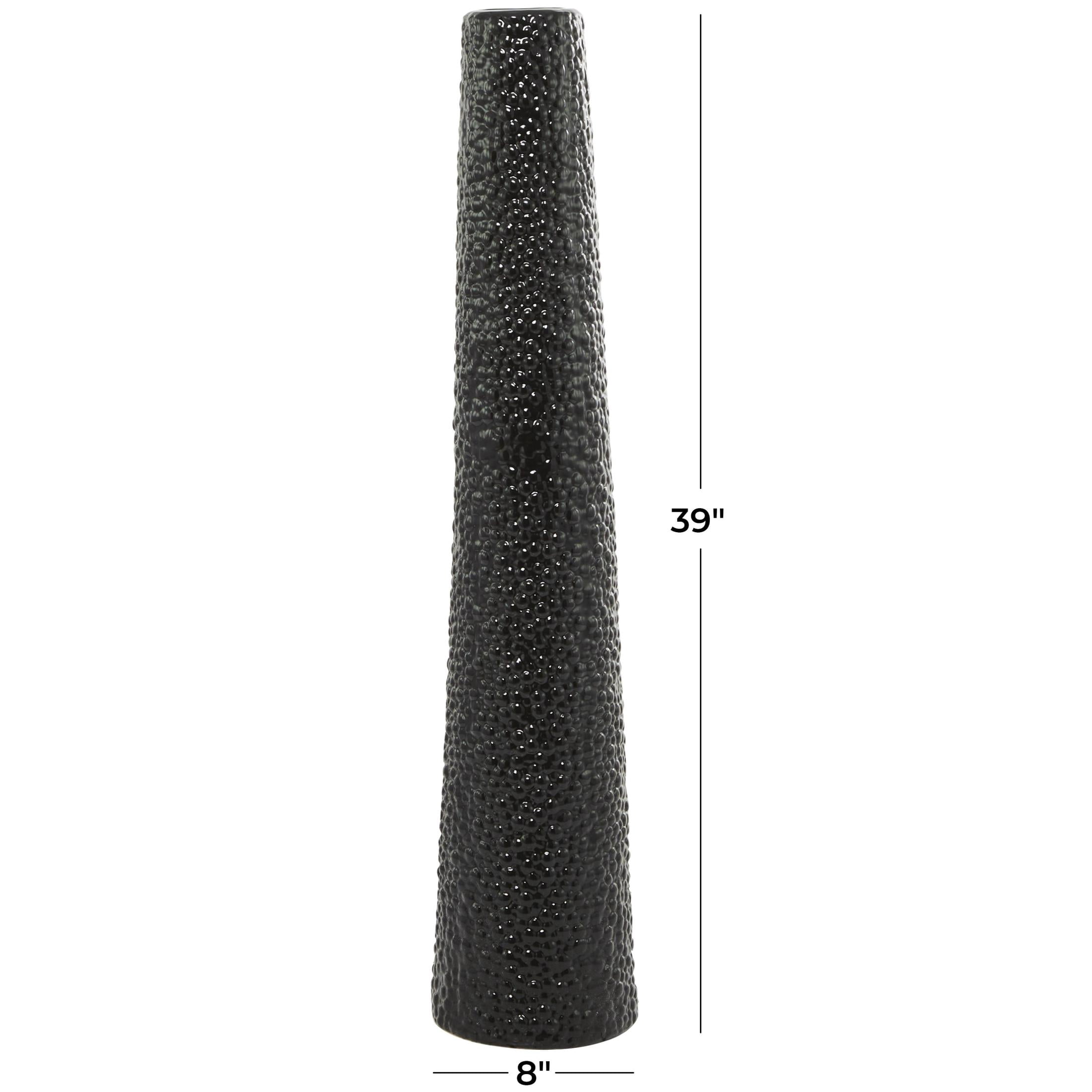 DecMode 39" Tall Black Ceramic Vase with Bubble Texture