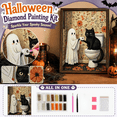 thumbnail image 5 of Ghost Diamond Art Painting Kit, Toilet Cat Ghost 5D Diamond Painting Dots Art Kit for Adults Beginner, DIY Full Round Gem Crystal Art Paint by Diamond, 11.8" x 15.7" Home Wall Decor, 5 of 8
