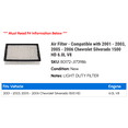 thumbnail image 2 of Air Filter - Compatible with 2001 - 2003, 2005 - 2006 Chevy Silverado 1500 HD 6.0L V8 2002, 2 of 2