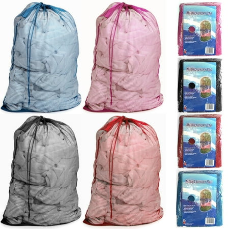 4 Large Bags - 4 Pc Extra Large Mesh Laundry Bags Drawstring Handle 36 x 24 Lingerie Delicates