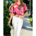 thumbnail image 2 of HAPPY BAY Women's Button Down Blouses Summer Beach Party Blouses Shirt Tropical Blouse Short Sleeve Button up Shirts Hawaiian Dresses for Women L Island View, Autumn Pink, 2 of 5