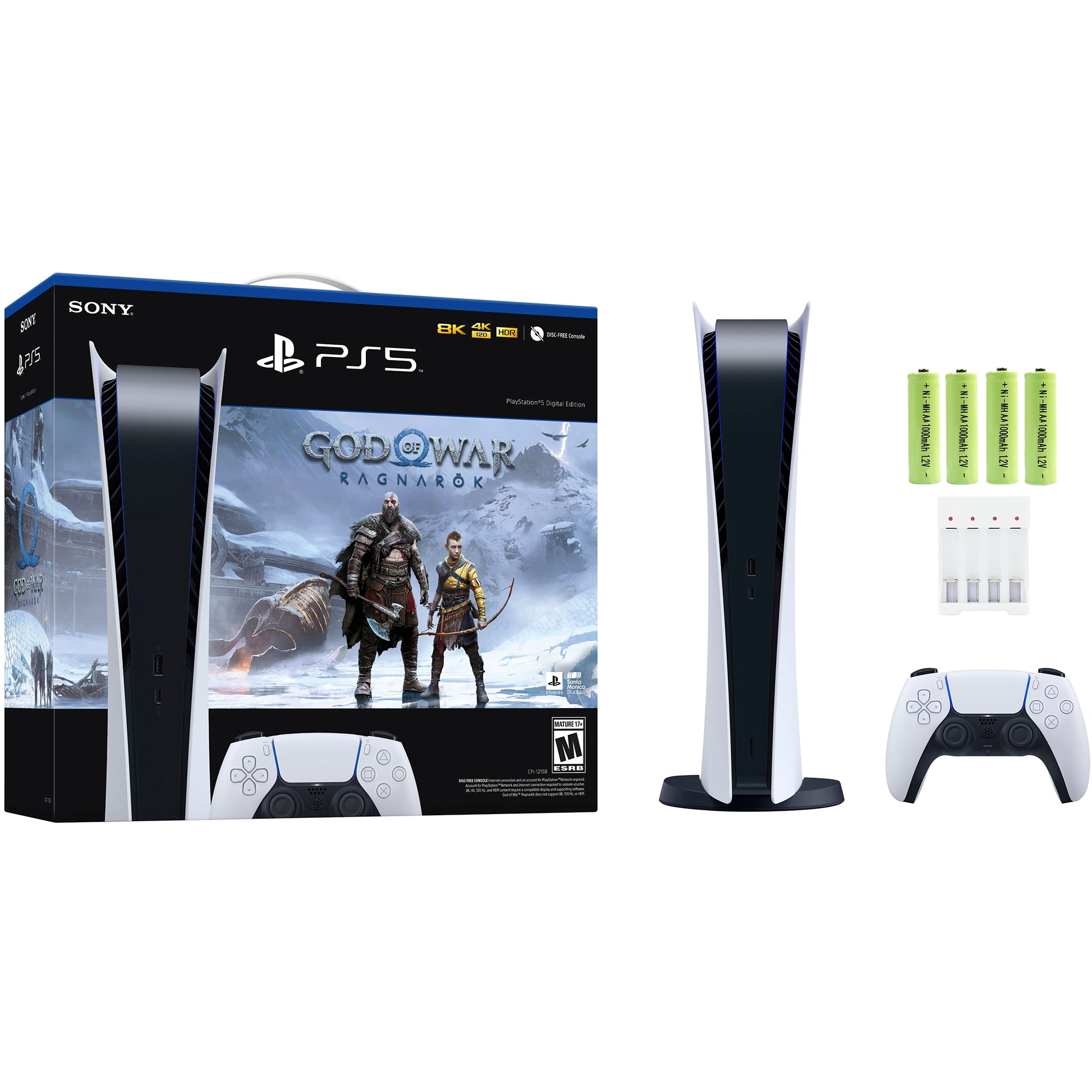 Playtation 5 Digital Version PS.5 Video Game Console-God Of War Ragnarok  Bundle Edition, Tempest 3D AudioTech, Up to 120 FPS, HDR technology,  w/Battery Accessories - Walmart.com