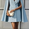thumbnail image 4 of SCACTO Women's Cape Blazer Dress Elegant Solid Double-Breasted V-Neck Long Sleeve for Formal Banquet Outfit, 4 of 5