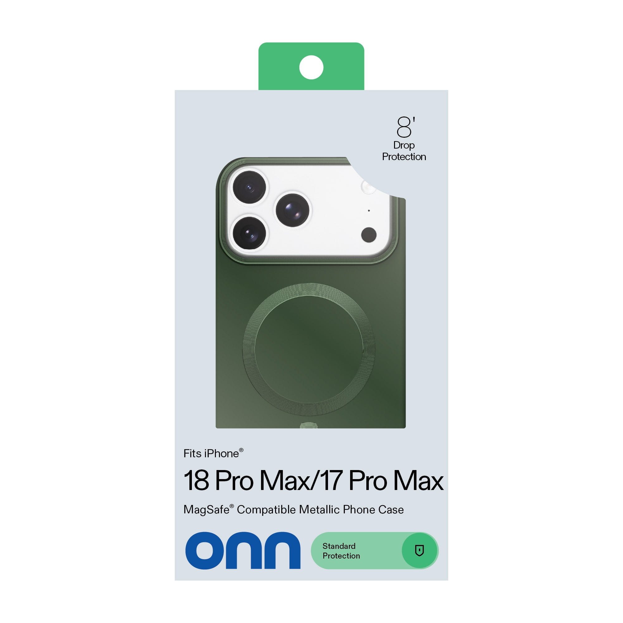 onn Soft Touch Phone Case for iPhone 18 Pro Max / 17 Pro Max, MagSafe Compatible - Forest Green