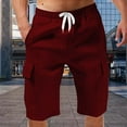 thumbnail image 4 of JTieacloth Classic Mens Cargo Short Men's Summer Linen Shorts With Large Pockets Plain Striped Sport Short Linen Trousers Stretch Lightweight Summer Shorts Loose Fit Short,Red, 4 of 6
