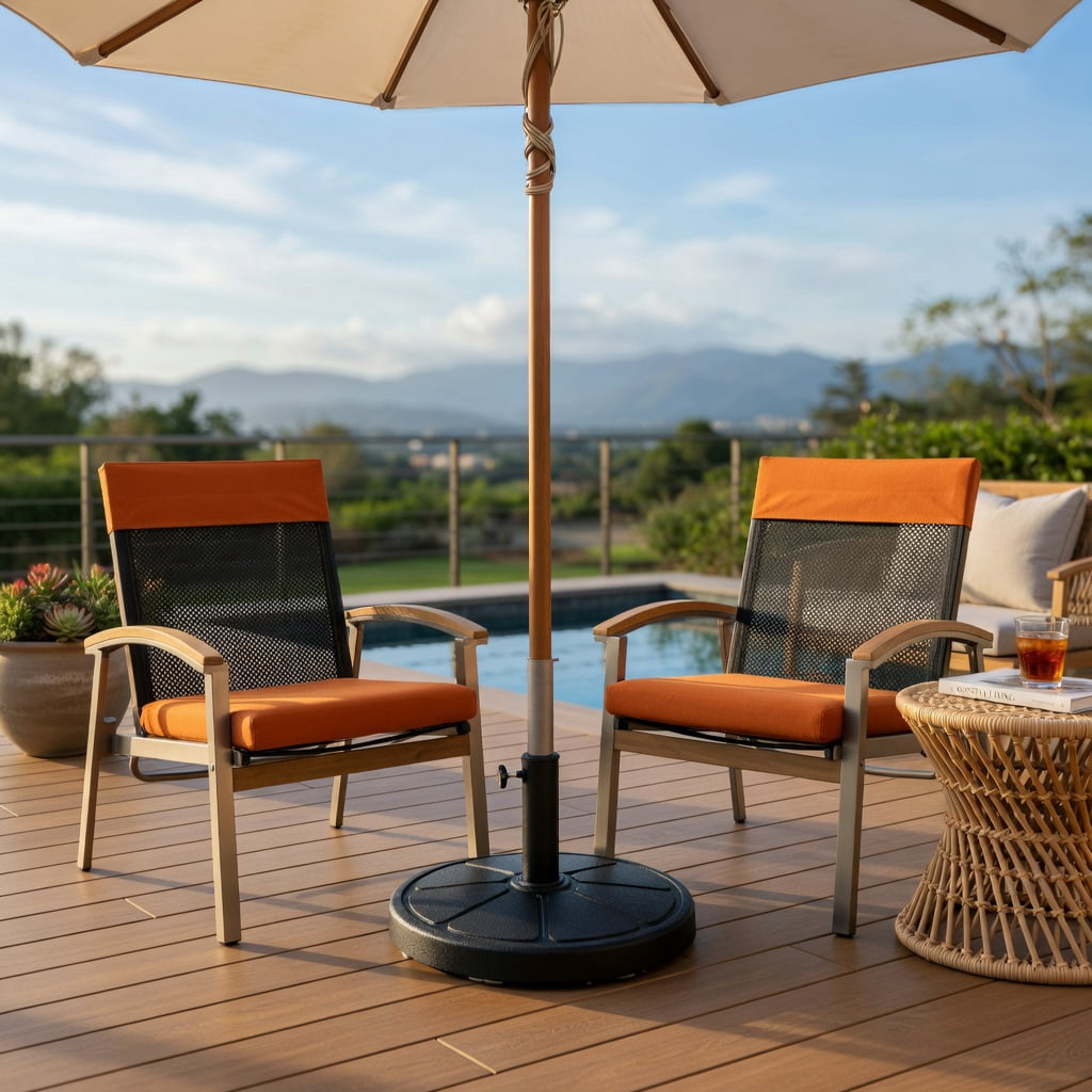 Resenkos Outdoor Umbrella Base, 31LBS 18 Inch Round Outdoor Umbrella Base, Black