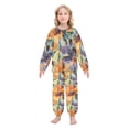 thumbnail image 2 of Fluffy Pajamas Set Fuzzy Winter Warm Pj Sets Pullover Tops and Long Pants Abstract Watercolor Flower Painting Medium, 2 of 8