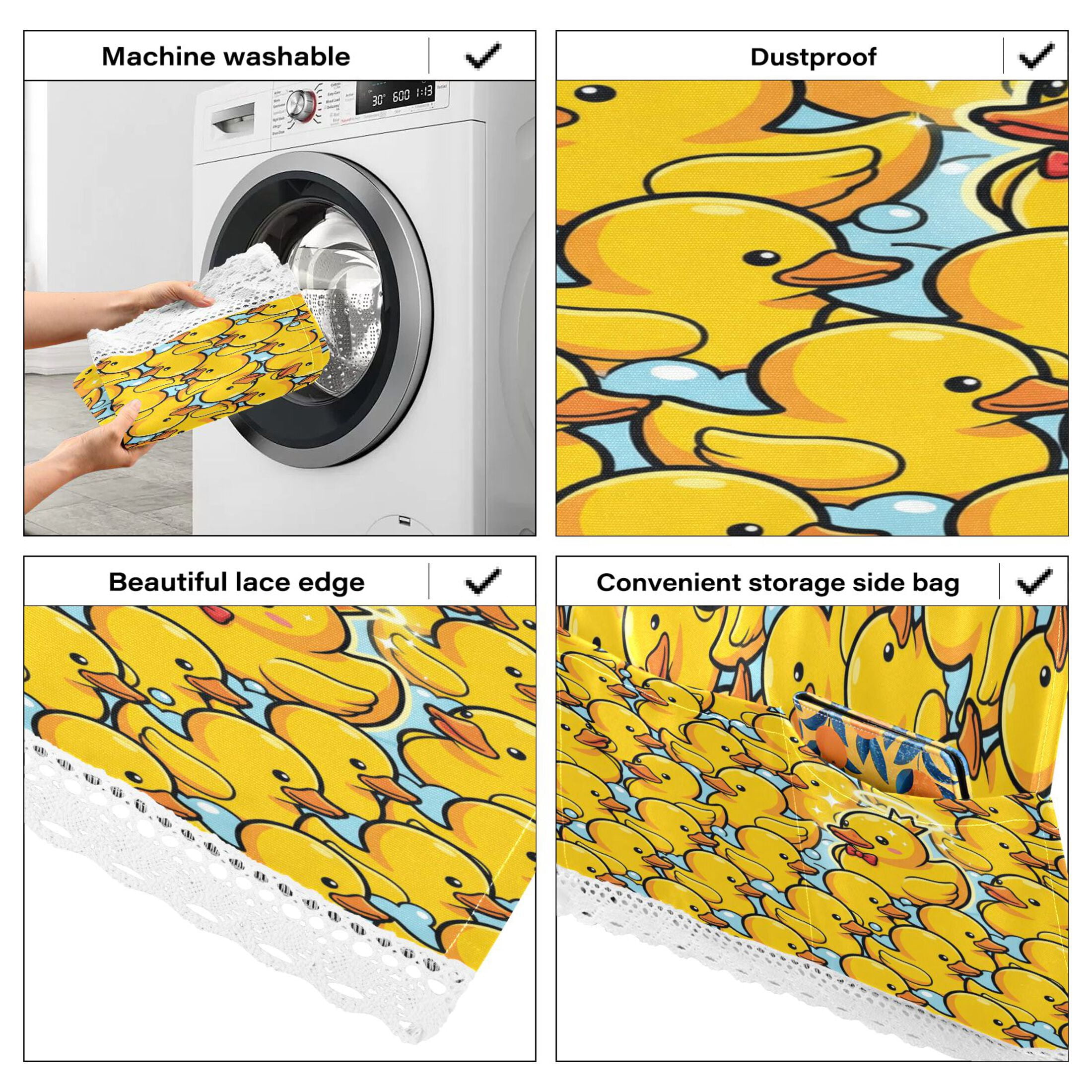 Wobogo Cute Yellow Duck Washing Machine Cover Dustproof Washer Dryer Cover Waterproof Laundry Room Decorative Protector