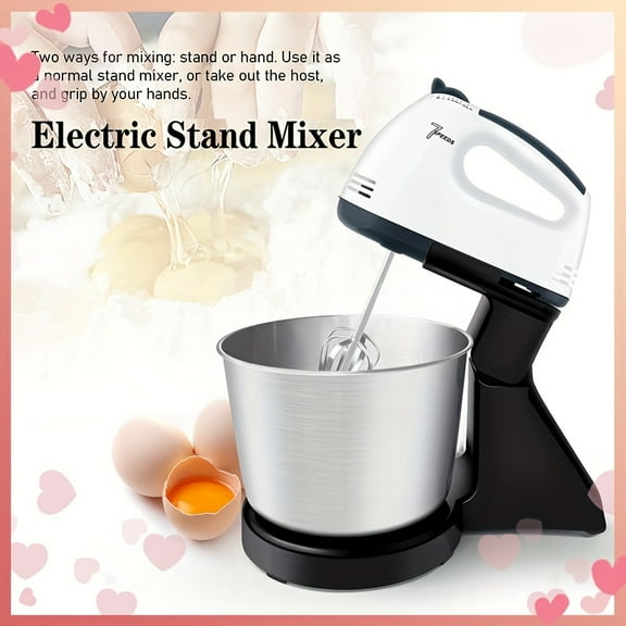 5-Speed Electric Stand Mixer with Bucket & Dough Attachment – 19, 999 RPM Powerful Handheld Kitchen Mixer for Baking, Cooking, and Mixing – White & Black Design, US Plug