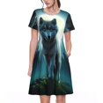 thumbnail image 1 of Bixox Robe d'Été à Manches Courtes pour Femmes Robe Ample Longueur Genou avec Poches-Loup, 1 of 7