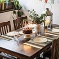 thumbnail image 6 of Boho Vintage Striped Placemats Set of 6, Teal Brown Beige Table Mats Washable Heat-Insulation Non-Slip Place Mats for Kitchen Dinner Table Indoor Outdoor Decor,13x19 Inch, 6 of 9