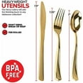 thumbnail image 3 of Pre Rolled Plastic Silverware Sets for Parties (50 Pack) Gold Cutlery Set, Disposable Spoons, Forks, Knives, Napkins Prewrapped, Heavy Duty Utensils Individually Wrapped for Wedding, Thanksgiving, 3 of 7