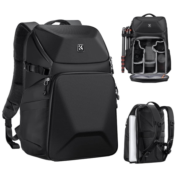K&F CONCEPT Waterproof Camera Backpack, Professional Outdoor Photography DSLR Camera Bag with EVA Compartment for Mirrorless/Tripod