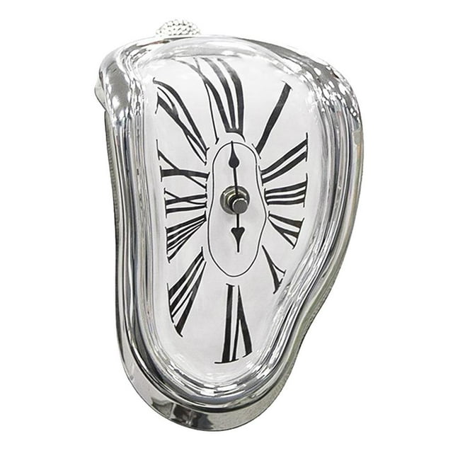 Reloj de pared nórdico surrealista con diseño artístico, reloj de pared creativo 3D DIY, reloj de pared colgante, reloj de silencioso, decoraci Plata