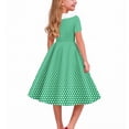 thumbnail image 5 of lcziwo Girls 50s Vintage Polka Dot Swing Party Dress Retro Rockabilly Dresses Wedding Casual Skater Dress for Kids Green 5 Years, 5 of 7