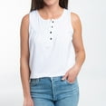 thumbnail image 3 of Elsie & Zoey Tobi Medium White Sleeveless Scoop Neck Henley Tank Top for Women, 3 of 7