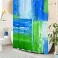 thumbnail image 2 of Small Stall Shower Curtain 36 x 72, Abstract Ombre Narrow Half Size Chic Shower Curtains for Modern Chic Bathroom Decor, Paint Brush Graffiti Design, Green and Blue, 2 of 6