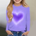 thumbnail image 5 of Girls Heart Long Sleeve T Shirts Colorful Cute Graphic Tees Round Neck Pullover 2025 Trendy Tops 3-14y Purple， 5 Years, 5 of 5
