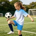 thumbnail image 4 of Nilvkv Toddler Girl Outfit, Girls Athletic Sets, Fast Dry Breathable Short Sleeve Jersey and Pocketed Shorts Set Training White 8-10 Years, 4 of 8