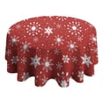 thumbnail image 4 of Red Christmas Snowflake Pattern Round Tablecloth 60"x60",Wrinkle Wipeable Table Cloth for Kitchen Dining Room Picnic Patio Party, 4 of 6