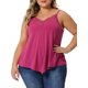thumbnail image 1 of Camiseta sin mangas de encaje en la parte delantera para mujeres de talla grande, con escote en V y tirantes finos, 1X Fucsia, 1 of 6