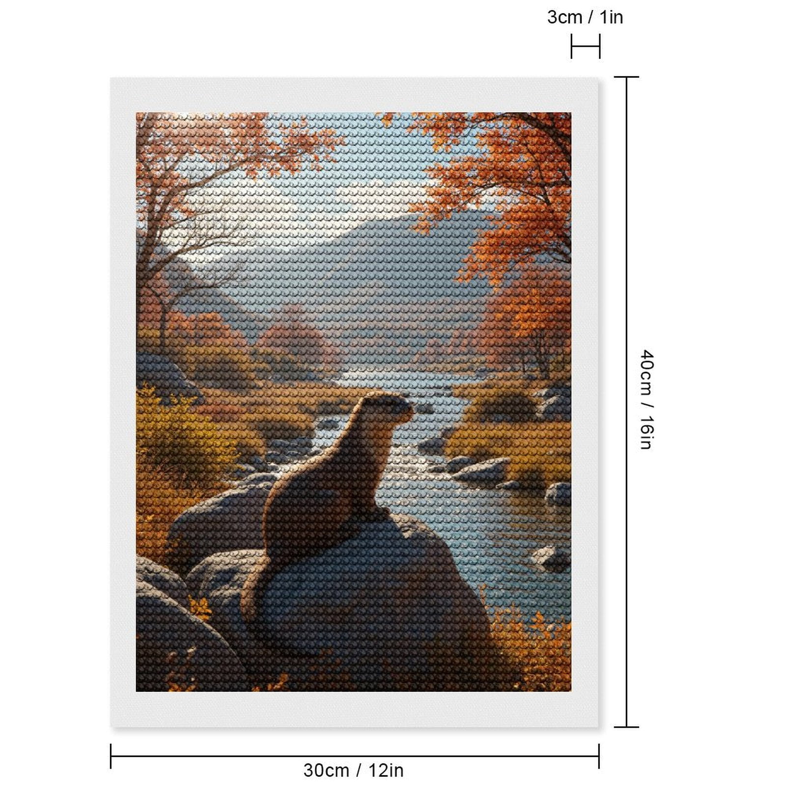 Diamond Art Kits for Adults, Autumn River Otter Scenic Landscape 5D Diamond Painting Kits for Adults Beginners, DIY Full Drill Diamond Painting, Gem Art and Crafts 12x16
