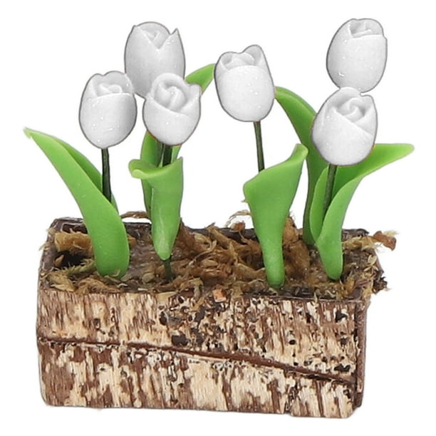 Decoración De Jardín Tulipanes Artificiales Adorno De Flores Muñeca 1:12