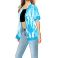 thumbnail image 2 of HAPPY BAY Women's Casual Beach Short Sleeve Blouse Shirt Blouses Button Down Dress Tops Tee Hawaiian Shirts for Women M Tie Dye, Bright Blue White, 2 of 5