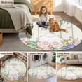 thumbnail image 6 of Round Area Rug 4ft, Easter Egg Bunny Tail Leaf Non-Slip Non-Shedding Floor Mat, Retro Country Wood Grain Washable Sturdy Carpet for Living Room Bedroom Home Decor, 6 of 9