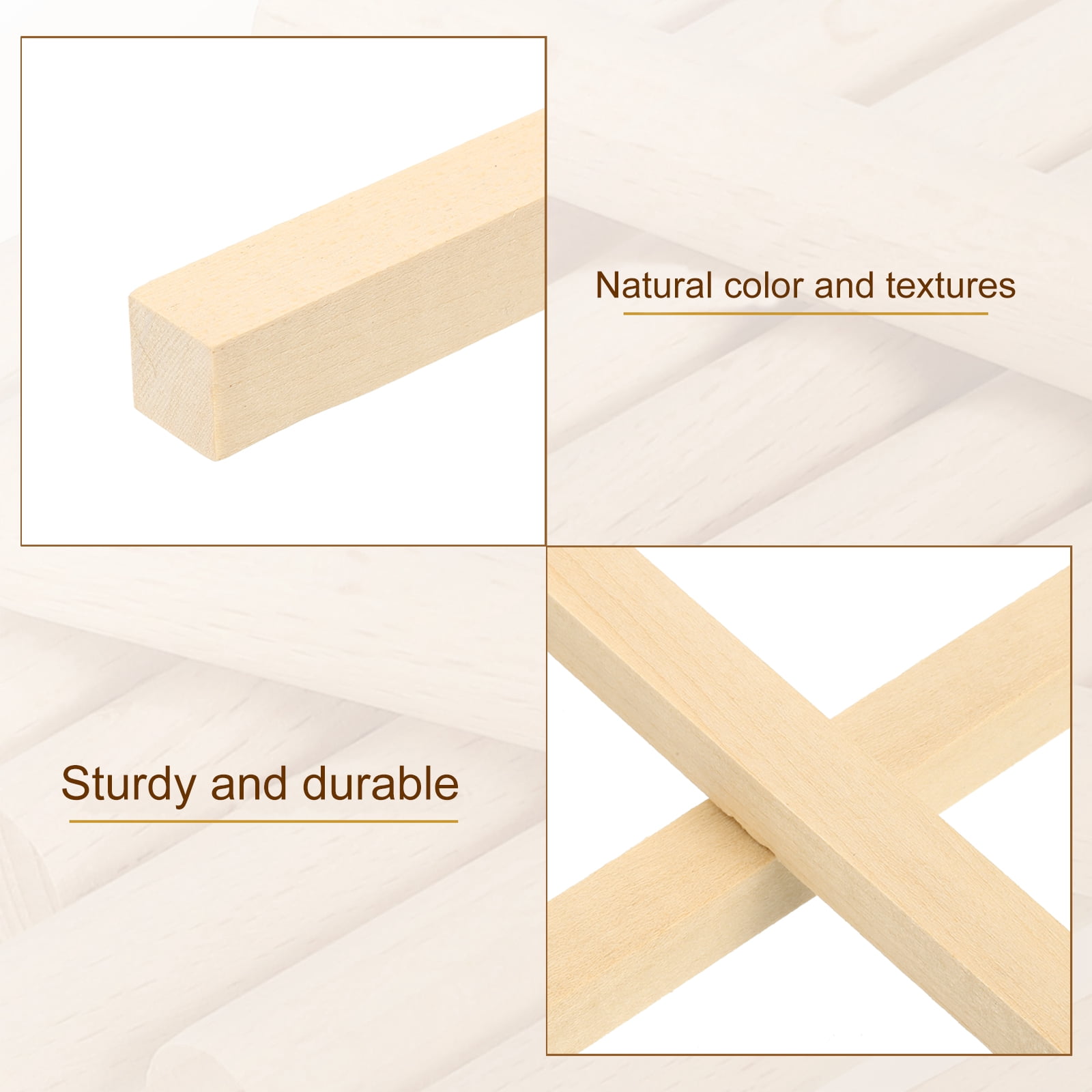 Uxcell 45/64 Inch Dowel Rods Wood Sticks, 10 Pcs 15.7 Inch Long Square Wooden Dowels Unfinished Hardwood Sticks for Craft DIY Supplies