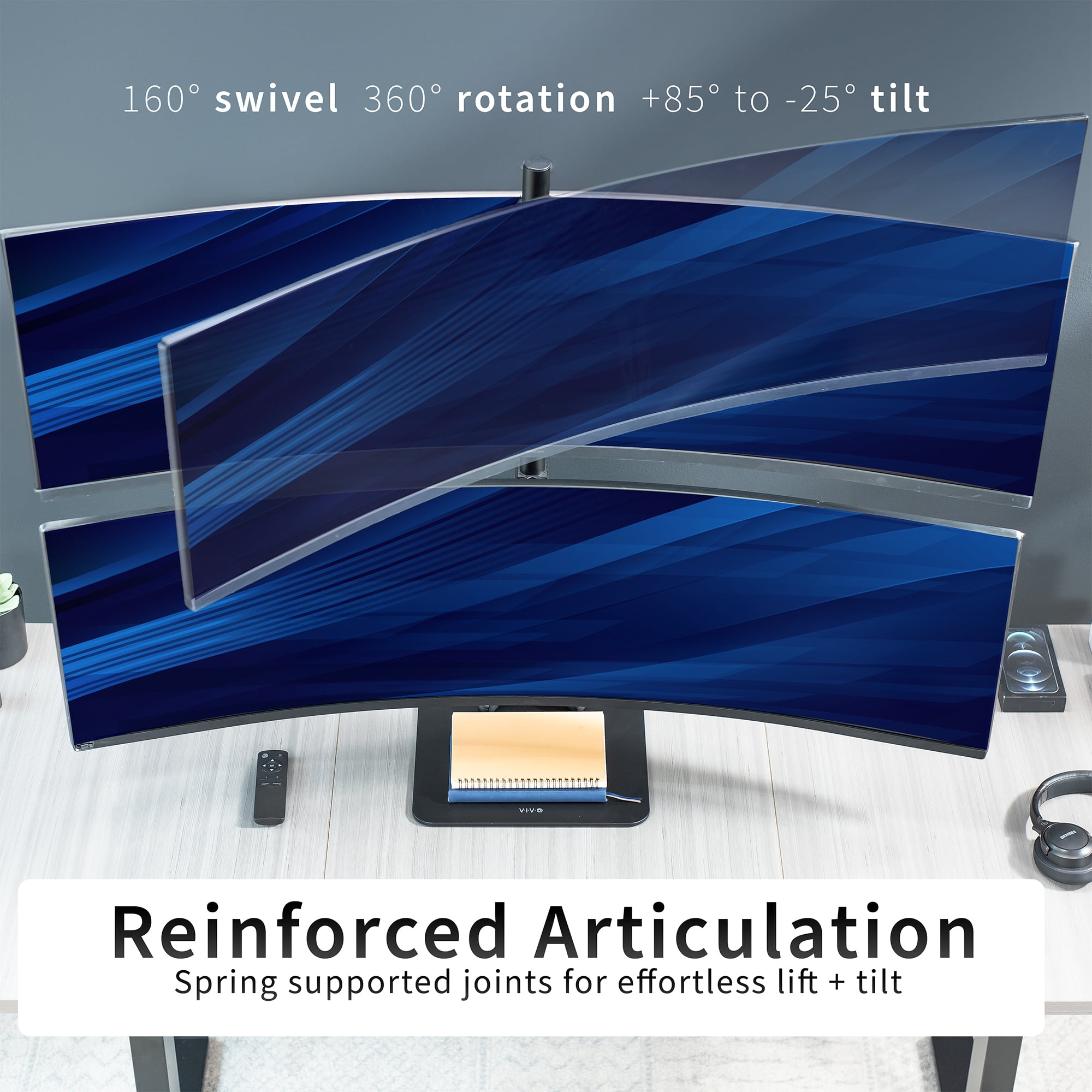 VIVO Dual Ultrawide Monitor Desk Stand, Mount for 2 Computer Screens up to 49"