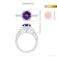 thumbnail image 4 of ANGARA Natural Round 1.7 ct Amethyst Hexagonal Halo Ring with Filigree in 14K White Gold for Women (Size-8mm) | February Birthstone, Anniversary, Jewelry Gift for Women | Natural Amethyst Ring, 4 of 8
