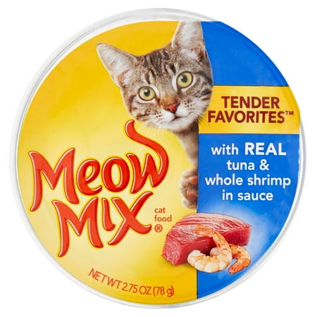 Meow Mix Tender Favorites with Real Tuna & Whole Shrimp in Sauce Cat Food, 2.75 oz