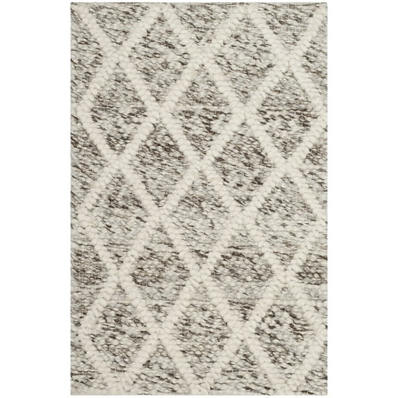 SAFAVIEH Natura Olgica Geometric Diamonds Area Rug, Ivory/Stone, 2' x 3'