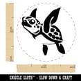 thumbnail image 2 of Baby Green Sea Turtle Swimming In Ocean Self-Inking Rubber Stamp Ink Stamper - Brown Ink - Medium 1 Inch, 2 of 7