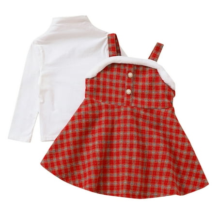 

Sngxgn Little Girls 2PCS Fall Winter Outfits Clothes Set Girl Floral Jumpsuit Skirt Baby Girl Outfit Red Size 120