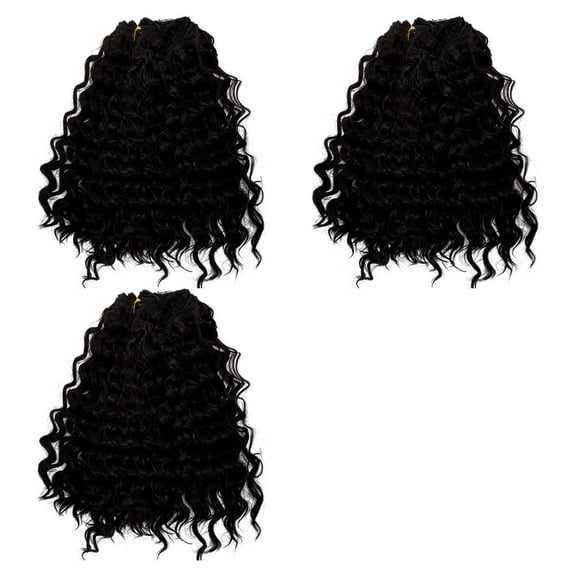 3 Pcs Wigs Long Black Curly Wig Artificial Dolls Hair Figurine Wigs Hair Extensions Replacement Wig for DIY Puppets Making Arts Supplies Hair Crafts 10 Inch Long 3pcs