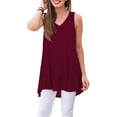 thumbnail image 3 of Jumpingount Camiseta sin mangas para mujer Camiseta sin mangas con cuello en V Blusa con cuello en V Chaleco de color sólido Vestidos Vino rojo L Jumpingount AP003123-13, 3 of 6