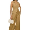 thumbnail image 6 of Summer Sleeveless Women Womens Vest Sets V-neck Vest Blazer & Wide Leg Pants, 6 of 7