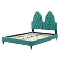 thumbnail image 6 of Tufted Platform Bed Frame, Twin Size, Velvet, Teal Blue, Modern Contemporary Urban Design, Bedroom Master Guest Suite, 6 of 10