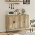 thumbnail image 5 of Sideboard Buffet Rattan Cabinet, Accent Storage Cabinet, Boho Large Kitchen Storage Cabinet with Power Outlet, Adjustable Shelves for Living Room, Hallway, Entryway, 5 of 7