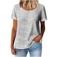 thumbnail image 4 of TKLPEHG Sparkle Tops for Women Dressy Casual Short Sleeve Sequin Tops Round Neck Glitter Tshirts Comfy Spring Summer Tee Shirts (White,M), 4 of 6
